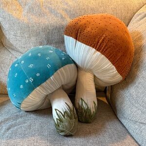 John Derian for Target - Plush Mushroom Accent Pillows - Teal & Rust
